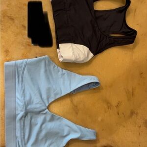 Fabletics Black and Light Blue Sports Bras